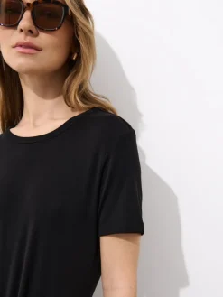 MOHITO t-shirt z dodatkiem jedwabiu czarny Hot