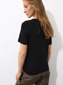 MOHITO t-shirt z dodatkiem jedwabiu czarny Hot