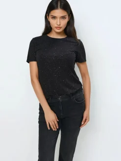 MOHITO t-shirt z ozdobnymi elementami czarny Sale