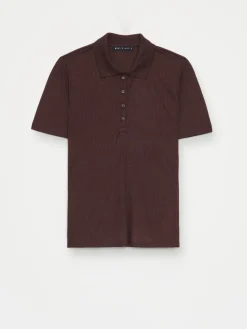 MOHITO Czekoladowa bluzka z kołnierzykiem polo ciemno bru0105zowy Sale
