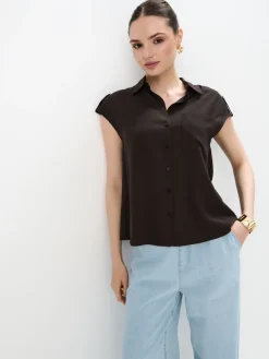 MOHITO Czekoladowa koszula z wiskozy ciemno bru0105zowy Fashion