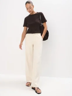 MOHITO Czekoladowy t-shirt z merceryzowanej bawełny ciemno bru0105zowy Outlet