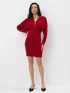 MOHITO Czerwona sukienka mini z kapturem czerwony Clearance