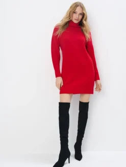 MOHITO Czerwona sukienka mini z golfem czerwony Online