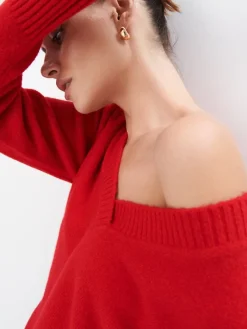 MOHITO sweter z dekoltem V czerwony New