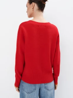 MOHITO sweter z dekoltem V czerwony New