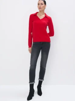 MOHITO sweter z dekoltem V czerwony Discount