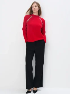 MOHITO sweter z ozdobnymi elementami czerwony Fashion