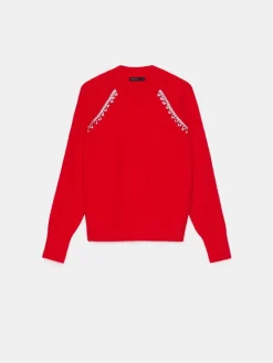 MOHITO sweter z ozdobnymi elementami czerwony Fashion