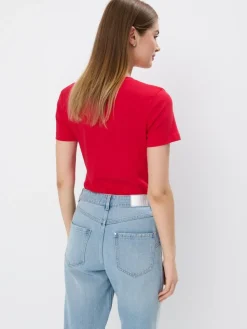 MOHITO t-shirt z dekoltem V czerwony Sale