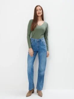 MOHITO Dopasowana bluzka zielony Clearance
