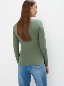 MOHITO Dopasowana bluzka zielony Clearance