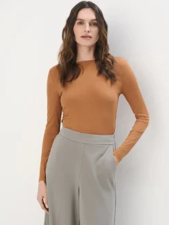 MOHITO Dopasowana brązowa bluzka bru0105zowy Outlet