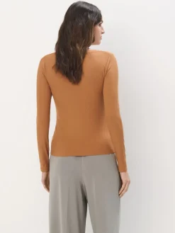 MOHITO Dopasowana brązowa bluzka bru0105zowy Outlet