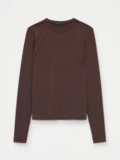 MOHITO Dopasowana brązowa bluzka basic ciemno bru0105zowy Outlet