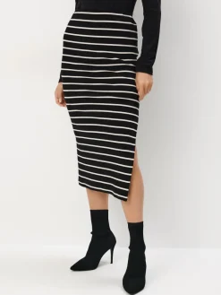 MOHITO Dopasowana spódnica midi czarny Clearance