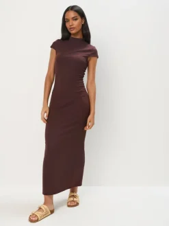 MOHITO Dopasowana sukienka midi ciemno bru0105zowy Sale