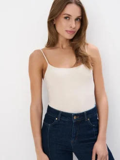 MOHITO Dopasowany beżowy top beu017cowy Sale