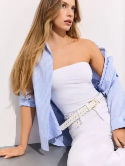 MOHITO Dopasowany biały top biau0142y Fashion