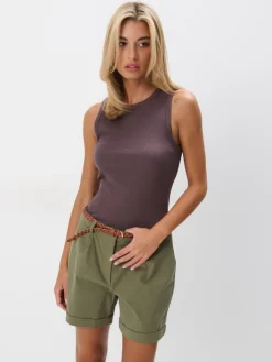 MOHITO Dopasowany brązowy top beu017cowy New