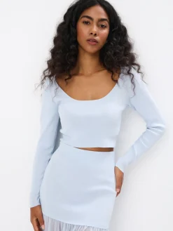 MOHITO Dopasowany sweter bu0142u0119kitny Discount