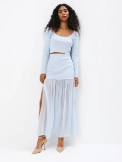 MOHITO Dopasowany sweter bu0142u0119kitny Discount