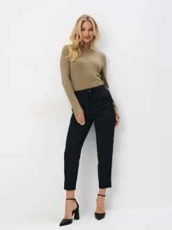 MOHITO Dopasowany sweter w prążki khaki Online