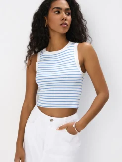 MOHITO Dopasowany top w błękitne paski bu0142u0119kitny Fashion
