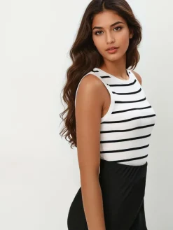 MOHITO Dopasowany top w paski biau0142y Online