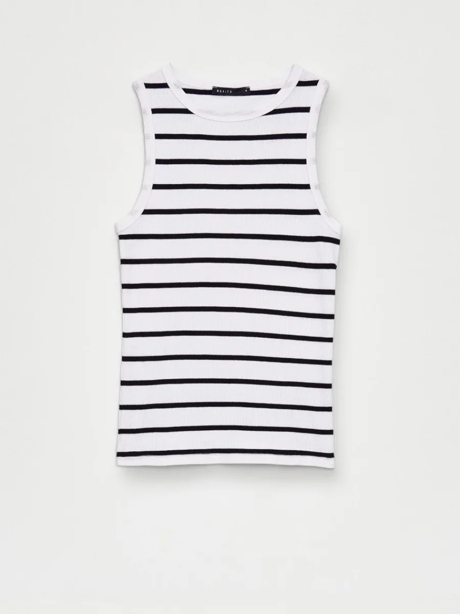 MOHITO Dopasowany top w paski biau0142y Online