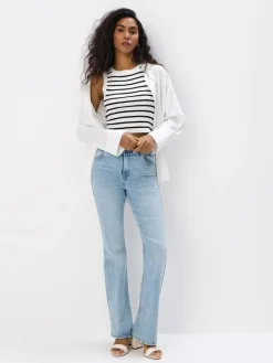 MOHITO Dopasowany top w paski kremowy Fashion