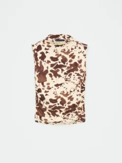 MOHITO Dopasowany top w zwierzęcy wzór beu017cowy New