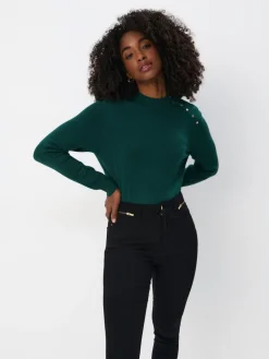 MOHITO Dopasowany zielony sweter ciemny zielony Clearance