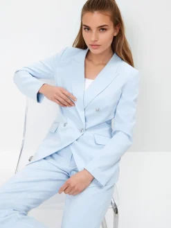 MOHITO Dwurzędowa błękitna marynarka bu0142u0119kitny New