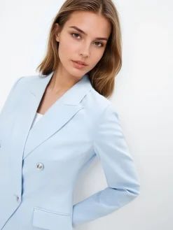 MOHITO Dwurzędowa błękitna marynarka bu0142u0119kitny New