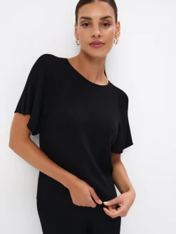 MOHITO Dzianinowa czarna bluzka czarny Sale