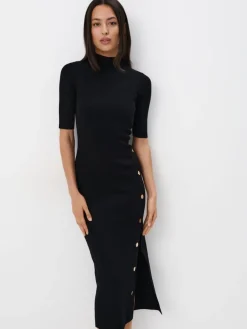 MOHITO Dzianinowa czarna sukienka midi czarny Discount