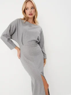MOHITO Dzianinowa sukienka midi szary Fashion