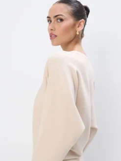 MOHITO Dzianinowy kremowy sweter beu017cowy Fashion