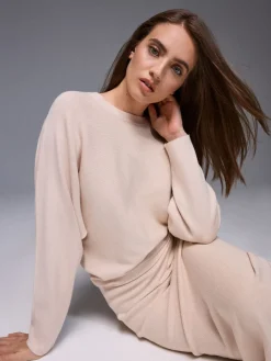 MOHITO Dzianinowy kremowy sweter beu017cowy Fashion