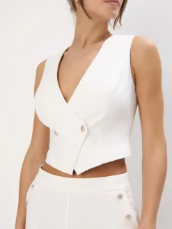 MOHITO Elegancka kamizelka kremowy Sale
