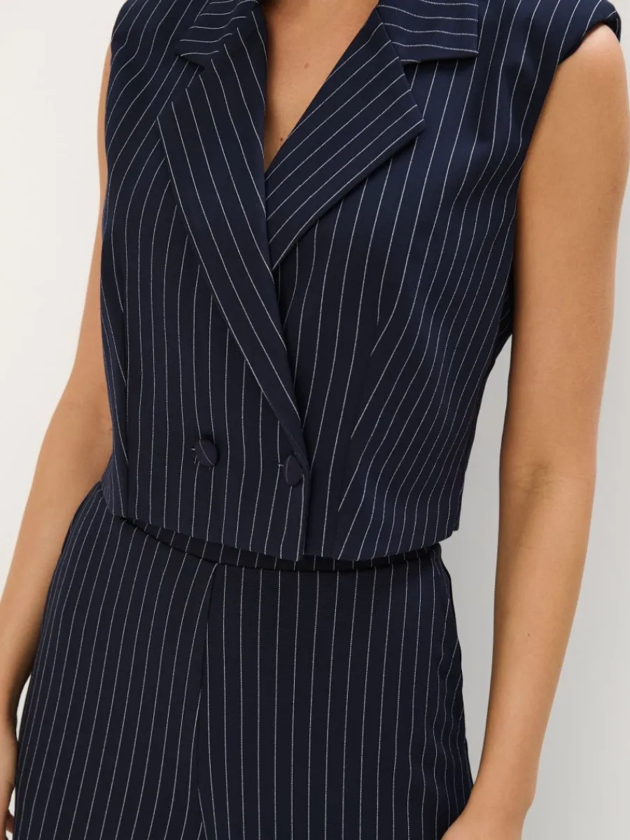 MOHITO Elegancka kamizelka w paski granatowy Outlet