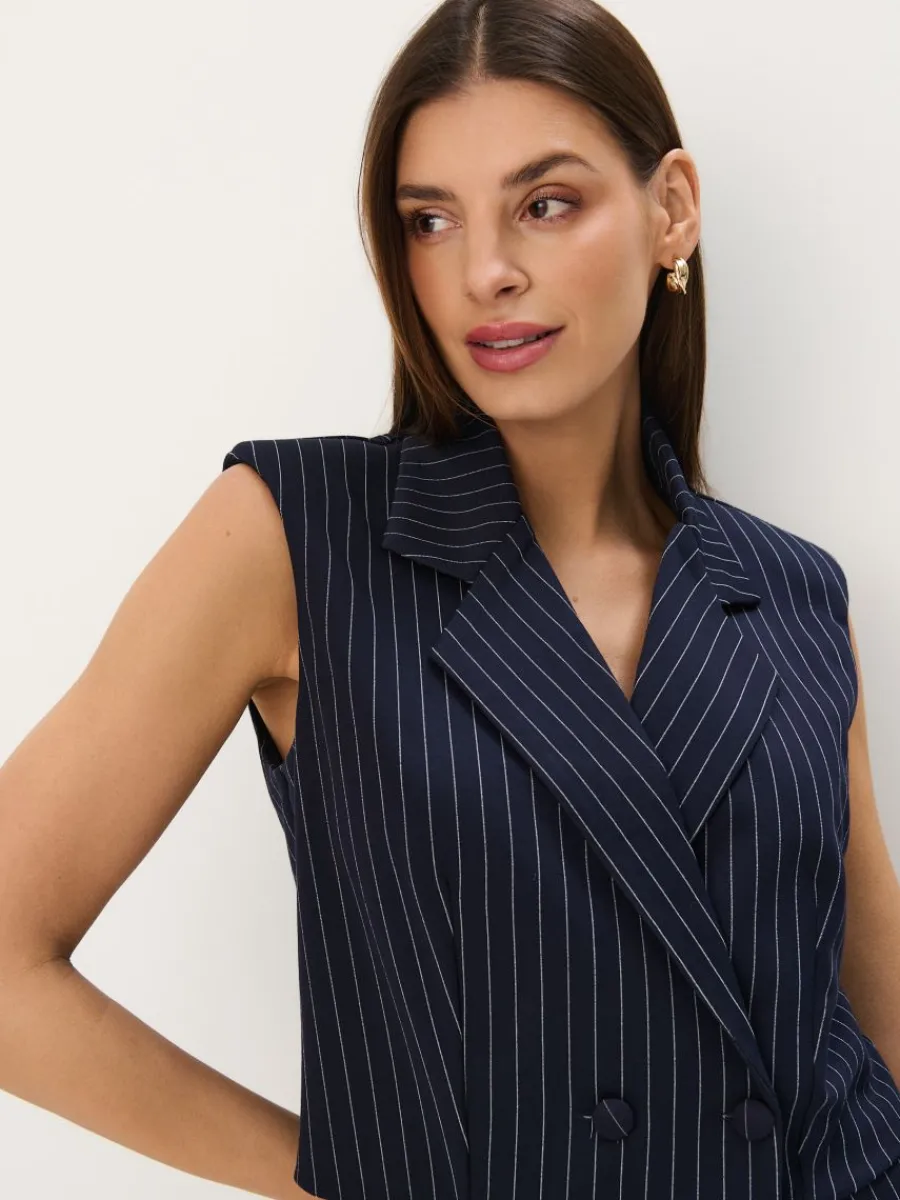 MOHITO Elegancka kamizelka w paski granatowy Outlet