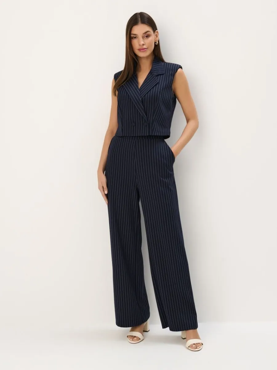MOHITO Elegancka kamizelka w paski granatowy Outlet