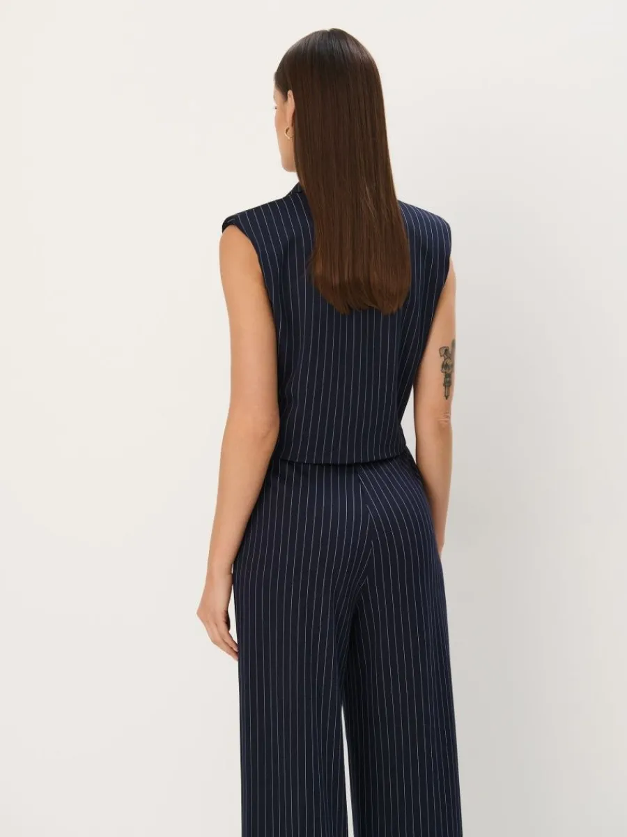 MOHITO Elegancka kamizelka w paski granatowy Outlet