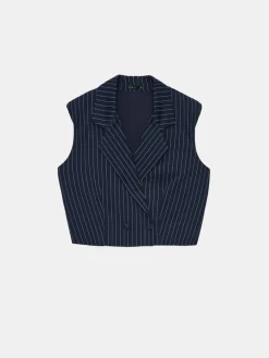 MOHITO Elegancka kamizelka w paski granatowy Outlet
