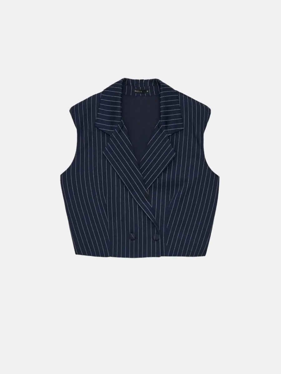 MOHITO Elegancka kamizelka w paski granatowy Outlet