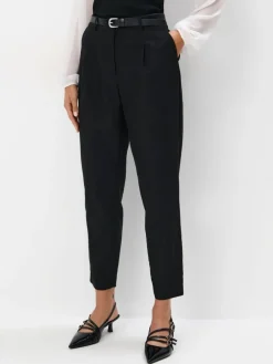 MOHITO Eleganckie czarne spodnie z paskiem czarny Outlet