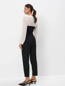 MOHITO Eleganckie czarne spodnie z paskiem czarny Outlet