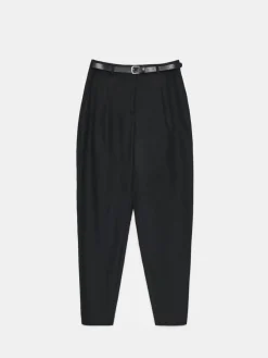 MOHITO Eleganckie czarne spodnie z paskiem czarny Outlet
